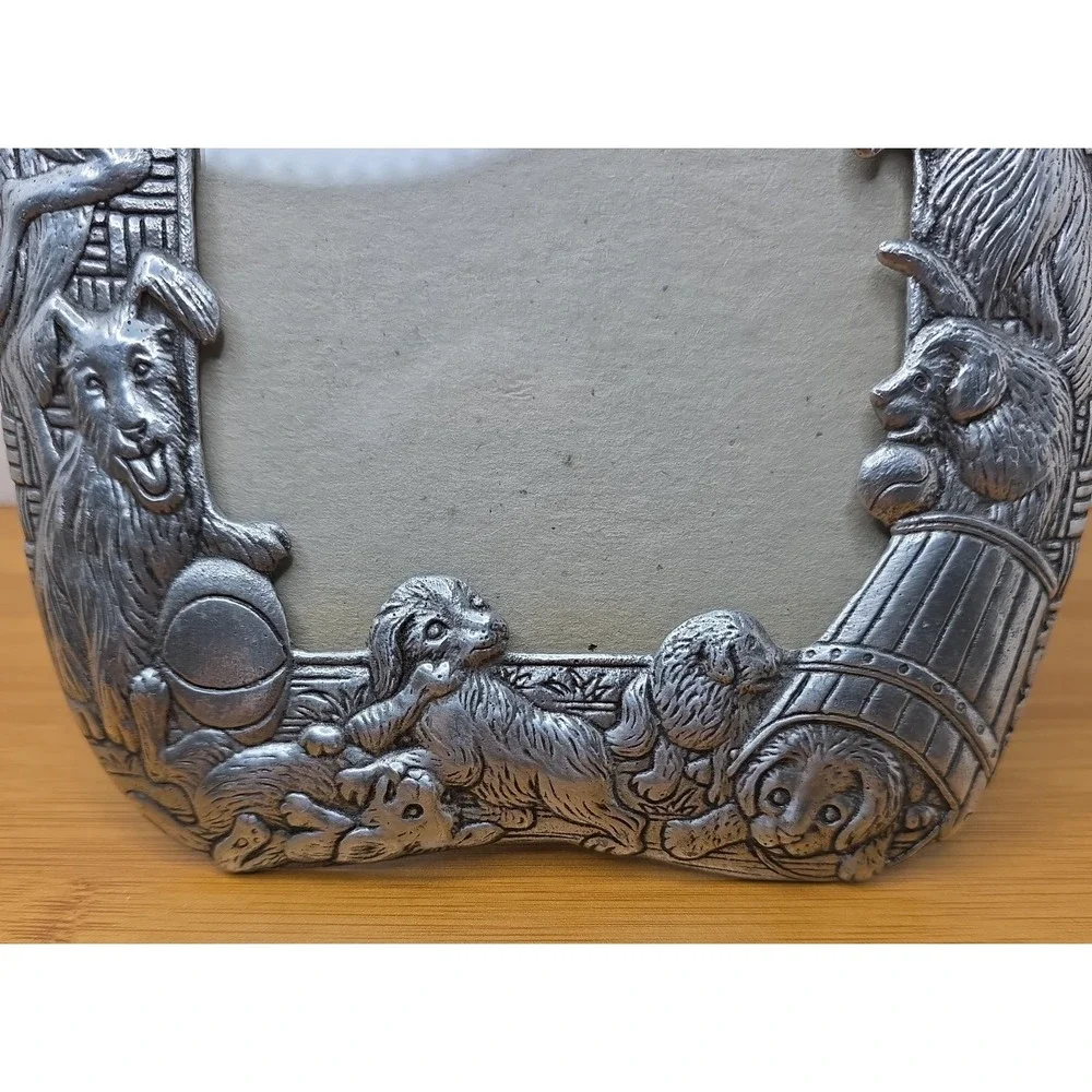 Vintage 1987 Arthur Court Puppy Dog Frame 5x7 Photo‎ Size Silver Aluminum Alloy